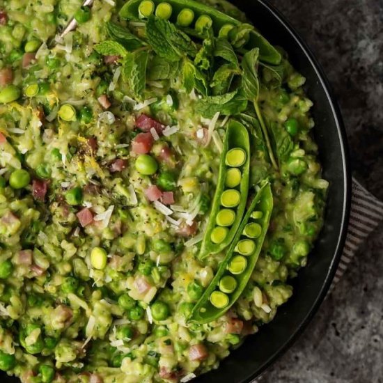 Pea Risotto with Mascarpone & Mint