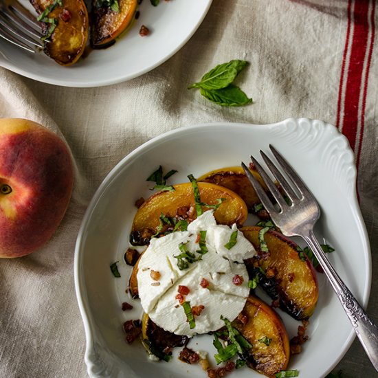 Pan-Seared Peaches with Goat Cheese