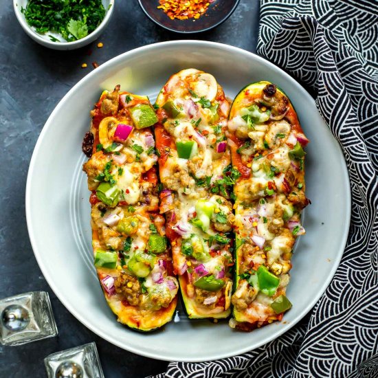 30-Minute Zucchini Pizza Boats