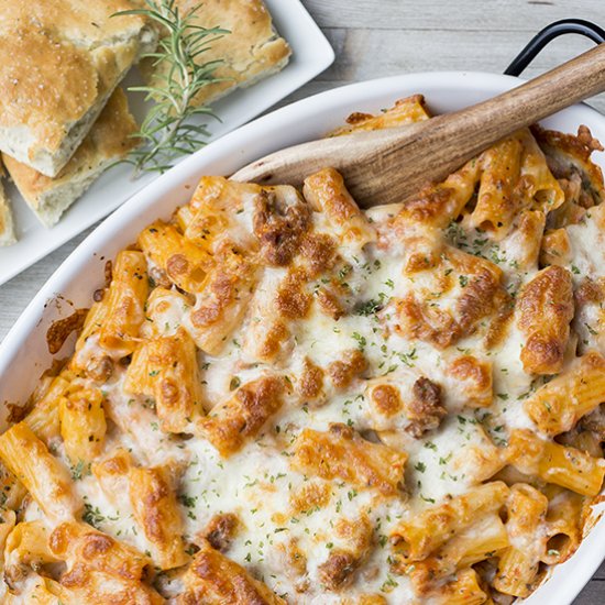 Baked Sausage & Cheese Rigatoni