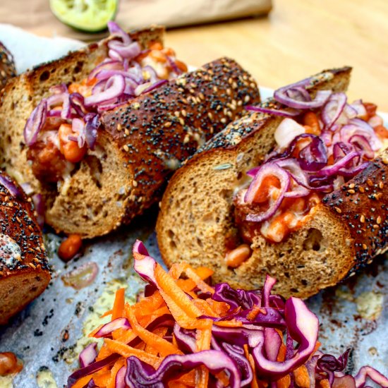 Veggie Chili Dogs with Simple Slaw