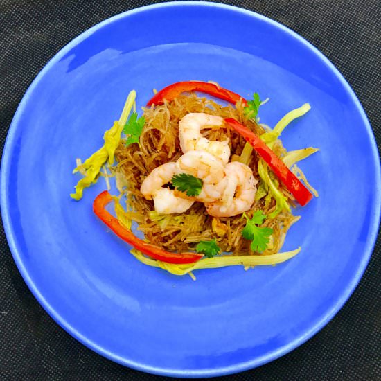 Prawn and Mung Bean Noodle Stir Fry