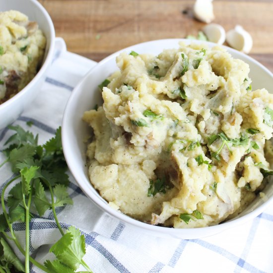 Cilantro Garlic Mashed Potatoes