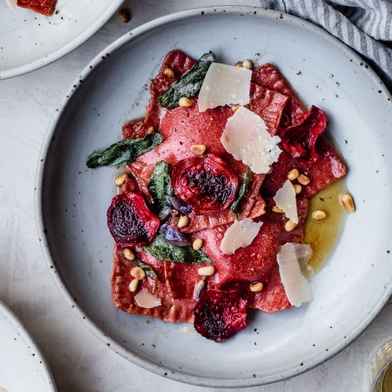 Chickpea Beet Ravioli