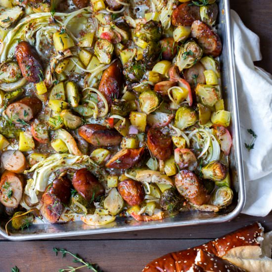 Sausage, Apple and Veggie Sheet Pan Dinner