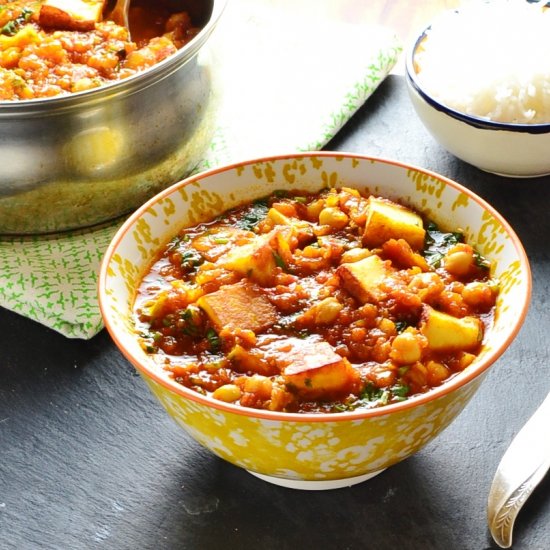 Vegetarian Curry-Chickpeas+Paneer