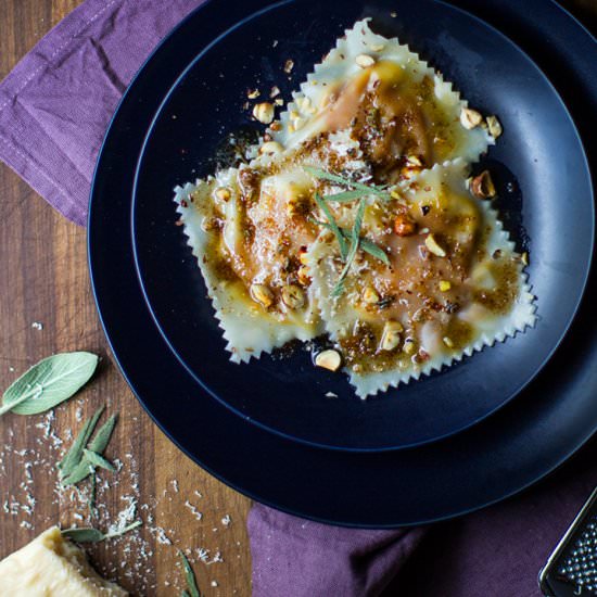 Pumpkin Ravioli with Sage Butter