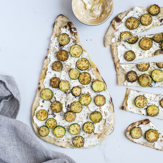 Zucchini Labneh Naan Pizza