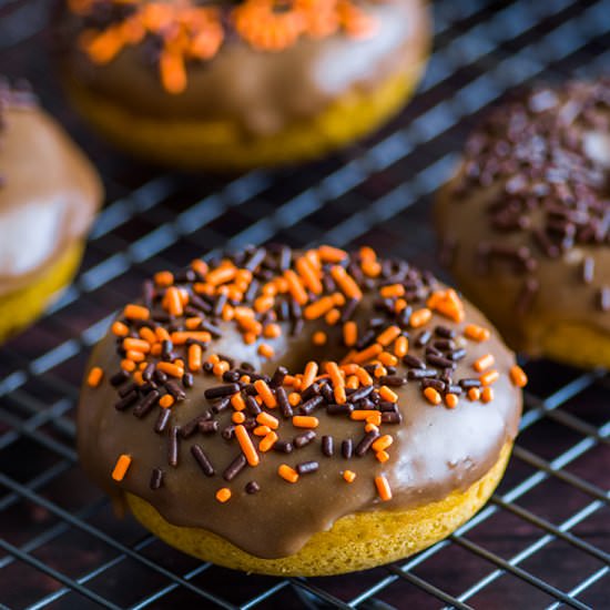 Pumpkin Donuts with Maple Glaze