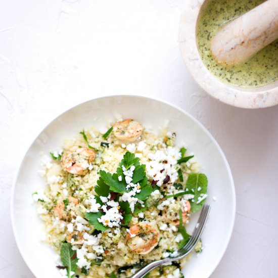 Green Herb Shrimp Cous Cous