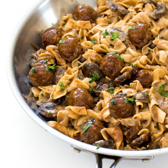 One Pan Meatball Stroganoff