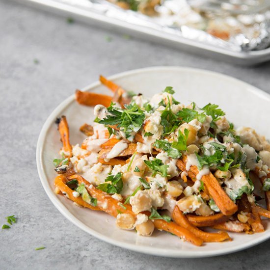 Loaded Sweet Potato Greek Fries