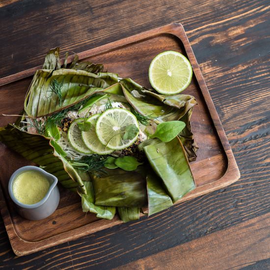 Snapper Cooked in Banana Leaf