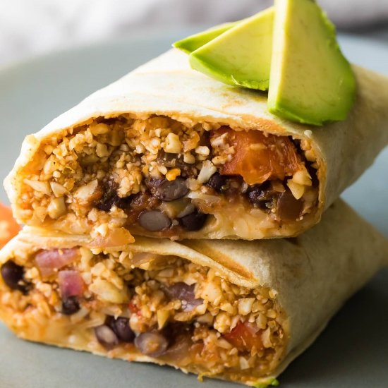 Cauliflower Rice Black Bean Burrito