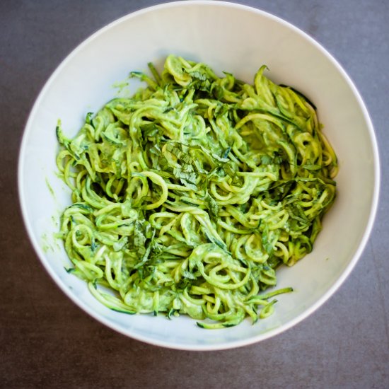 Avocado Lime Pesto with Zoodles