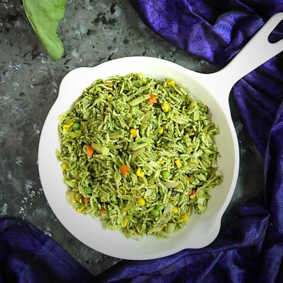 Spinach Rice (Palak Pulao)