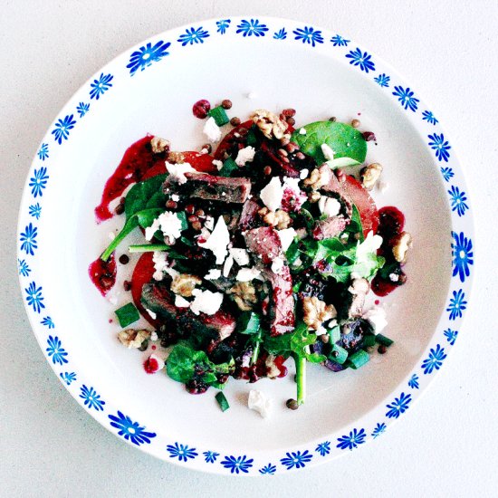 Steak, Beetroot & Lentil Salad