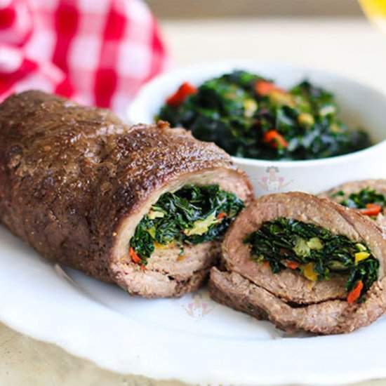 Beef roll ups with Ugu filling