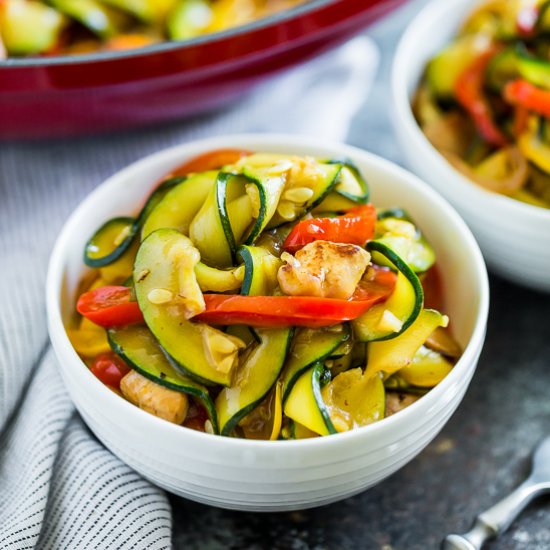 Sesame Chicken Zucchini Noodles