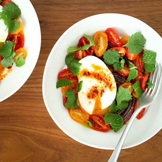 Turkish Eggs With Yogurt + Tomatoes