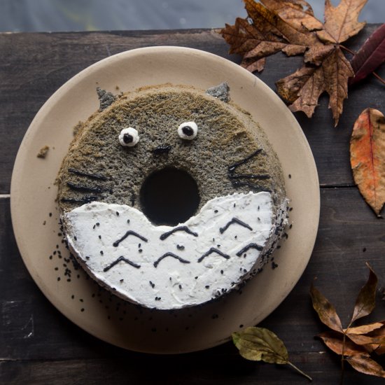 Totoro Black Sesame Chiffon Cake