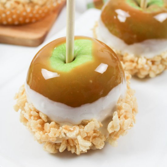 Marshmallow Cereal Caramel Apples