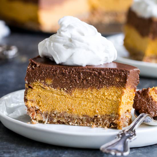 Chocolate Pumpkin Cashew Cheesecake