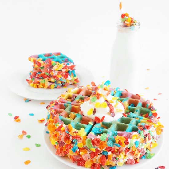 Tie Dye Cereal Crusted Waffles