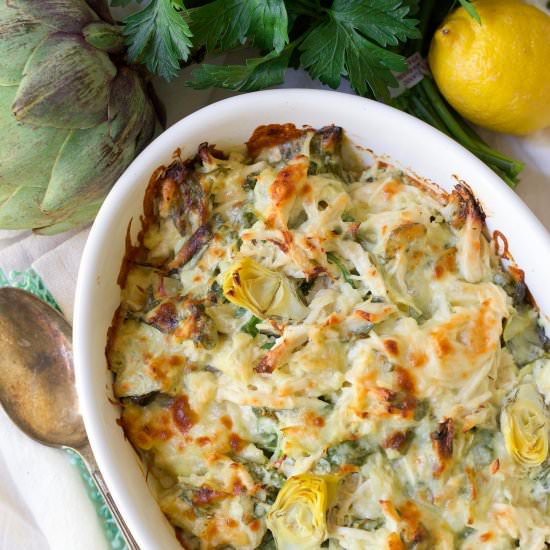 Spinach Artichoke Chicken Casserole