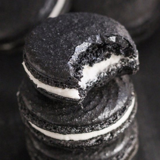 Black Velvet French Macarons