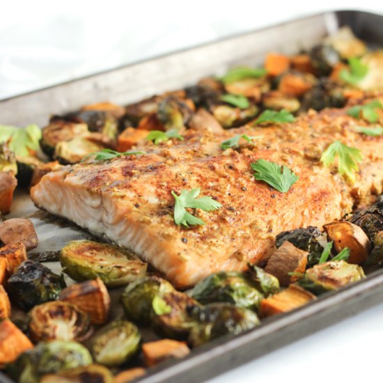 Sheet Pan Maple Dijon Salmon Dinner