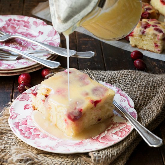 Cranberry Cake with Vanilla Sauce