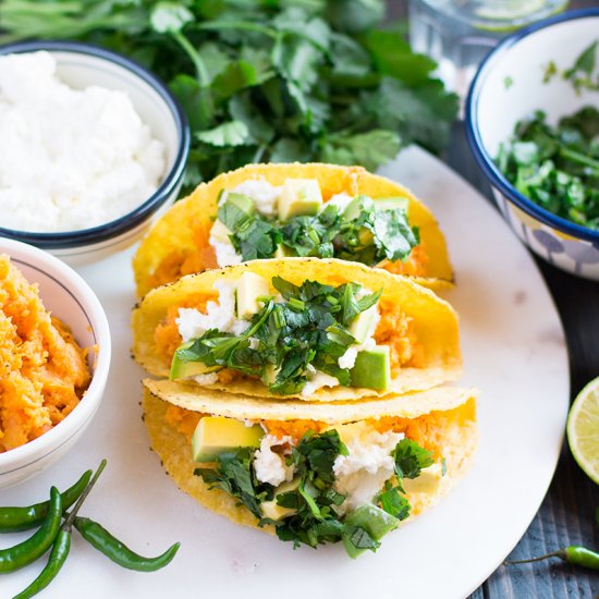 Sweet potato, Cilantro & Lime Tacos