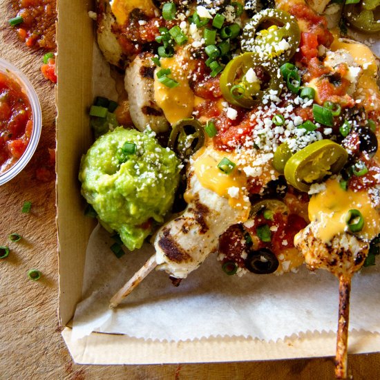 CHICKEN SKEWER NACHOS