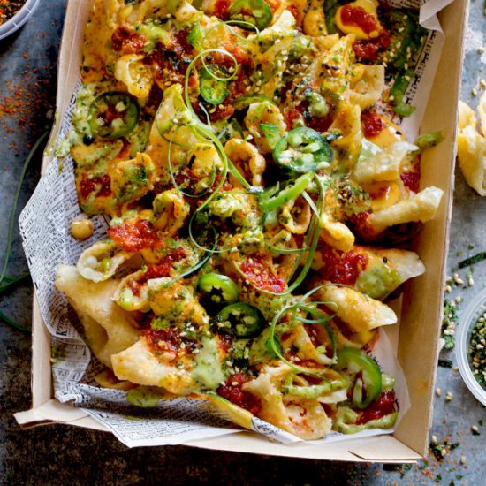 Cream Cheese Wonton Nachos