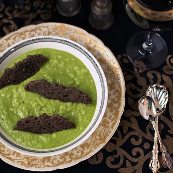 Ghoulishly Green Vegan Potato Soup