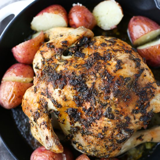 Garlic Butter & Herb Roast Chicken