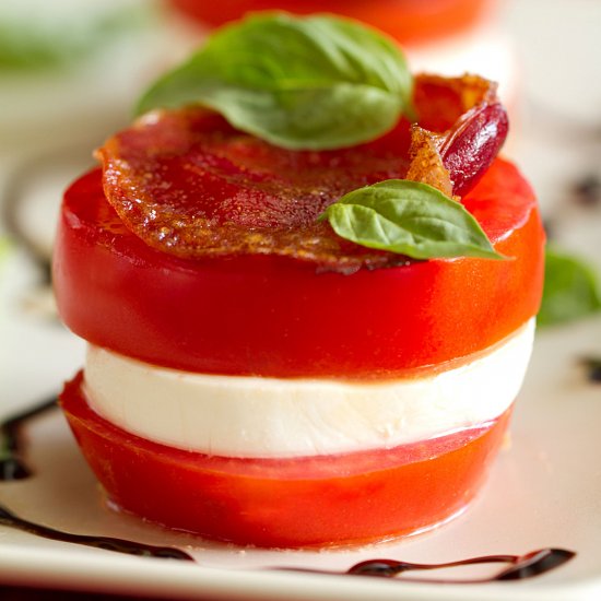 Caprese Stacks w/ Candied Pancetta