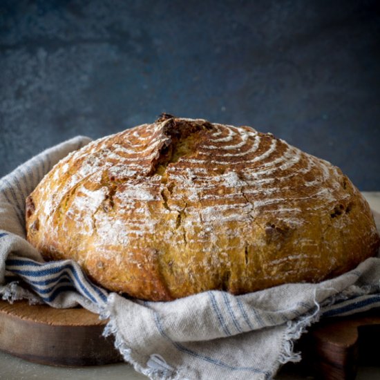 No Knead Pumpkin Pecan Bread