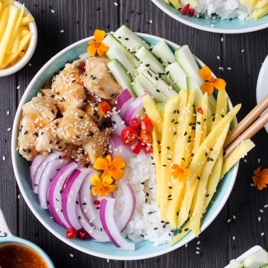 Sticky Honey Garlic Chicken Bowls