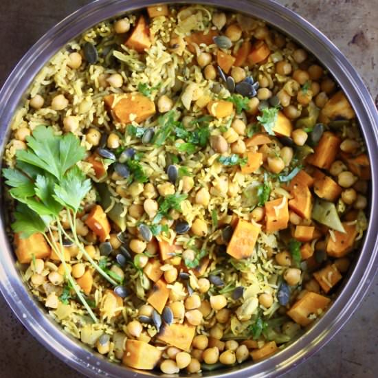 Chickpea Pumpkin Biryani