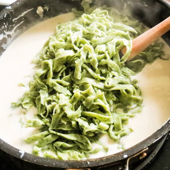 Homemade Spinach Fettuccine