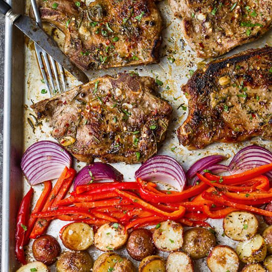 Sheet Pan Pork Chops in Oven