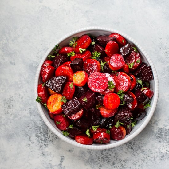 Maple Roasted Beets and Carrots