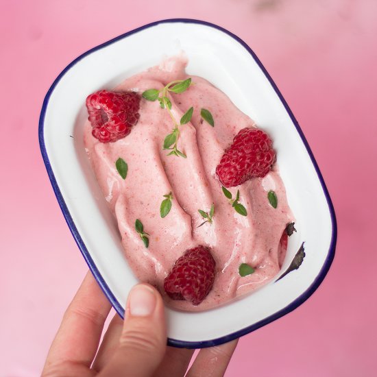 Vegan Banana Raspberries Ice Cream