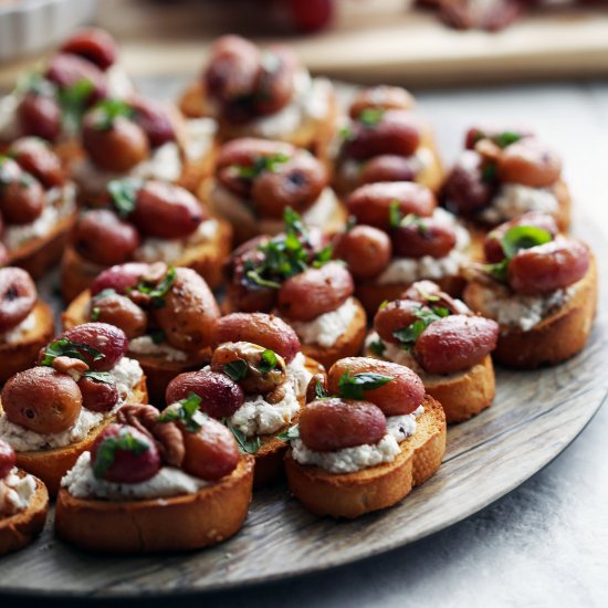 Balsamic Roasted Grape Crostini