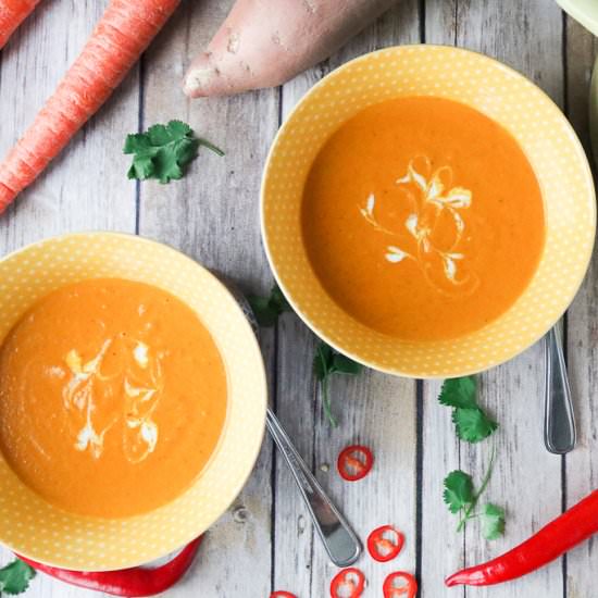 Curried Carrot & Sweet Potato Soup