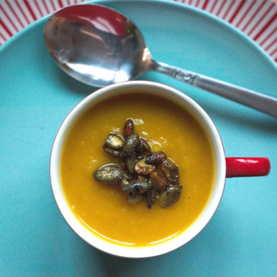 Carrot Soup with Spiced Pumpkin Seed