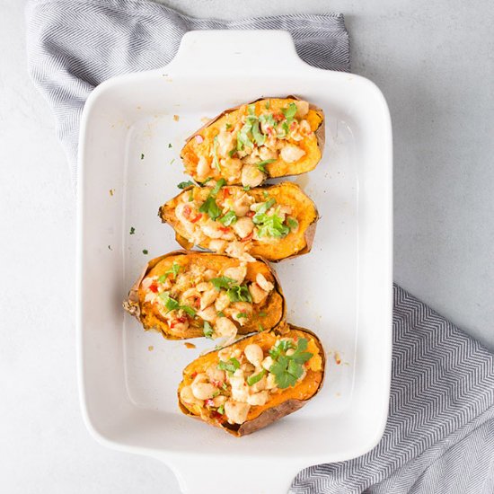 Baked Sweet Potato with Butter Bean