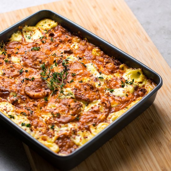 Feta & Chili Sweet Potato Gratin